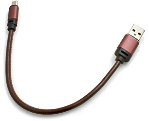 System-S Micro USB (Male) zu USB A 3.0. (Male) Kabel Datenkabel Ladekabel 25cm Lederoptik in Braun