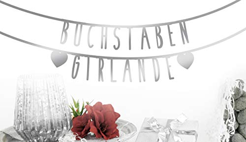 MIK funshopping Individualisierbare Buchstaben-Girlande für Geburtstag Hochzeit Feier Party Junggesellenabschied aus Papier (Silber - 146 Zeichen)