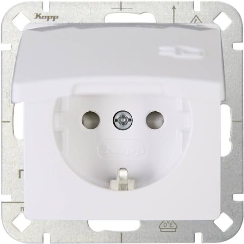 Kopp 1fach Einsatz Schutzkontakt-Steckdose mit Klappdeckel HK05 Arktis-Weiß 920802008 1 St.
