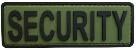 uuKen Small OD Green Security Tab Tactical PVC Patch 4x1.4 inches with Hook Fastener Back for Jacket or Enforcement Plate Carrier or Tactical Vest and Uniforms