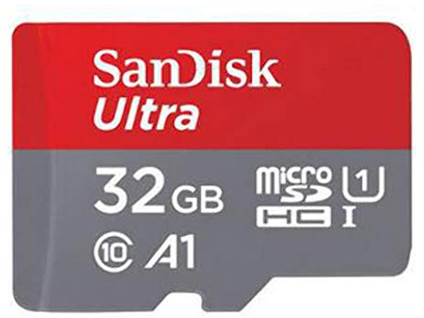 SanDisk Ultra 32 GB microSDHC Speicherkarte + SD-Adapter mit A1 App-Leistung bis zu 98 MB/s, Class 10, U1, SDSQUAR-032G-GN6MA