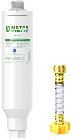 Waterspecialist Garden Hose Water Filter with Hose Protector, Compatible with Mist Cooling System, Reduces Chlorine, Bad Taste and Odor for Gardening and Pets