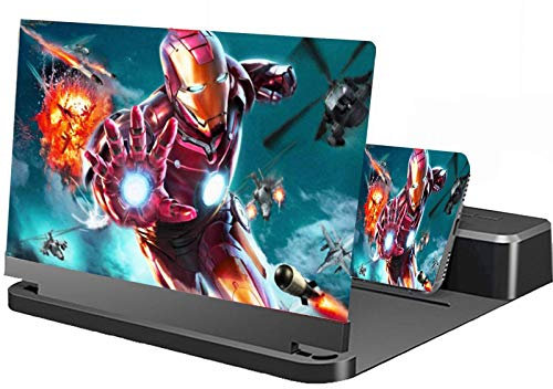 ARCH Bildschirmlupe Für Handy, Handy Vergrößerungs Bildschirm Eingebaute Subwoofer, Acryl-Objektiv, 3D-Mobiltelefon-Lupe-Projektor-Projektor-Bildschirm Für Filme, Videos, Unterstützt Alle Smartphones