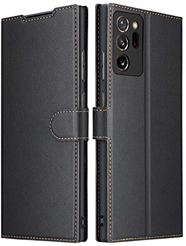 ELESNOW Hülle für Samsung Galaxy Note 20 Ultra, Premium Leder Klappbar Wallet Schutzhülle Tasche Handyhülle mit [Magnetisch, Kartenfach, Standfunktion] für Samsung Galaxy Note 20 Ultra (Schwarz)