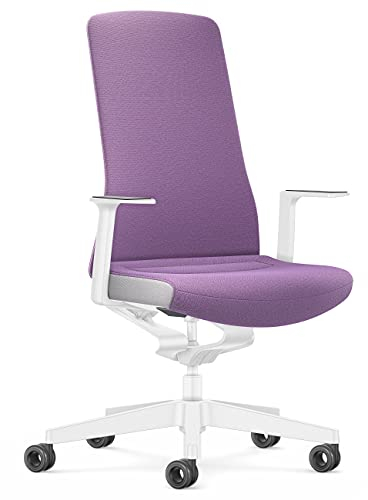 Interstuhl Bürostuhl Pure Interior Edition - Der Schreibtischstuhl der Sich an Gewicht und Bewegung anpasst - ergonomische Smart-Spring Technologie - Made in Germany (1D-Armlehne, Lila | Weiß)