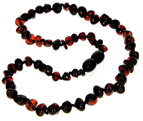 SilverAmber Jewellery - Collana in ambra baltica - ciliegia - Lucida - Perle di ambra genuina al 100% - Massima qualità - Dimensione: 36 cm - NBARCHE36