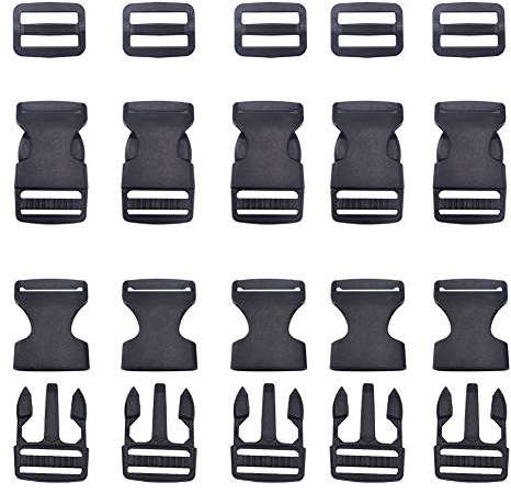 CEEYSEE Klickverschluss aus Kunststoff 20 Stück Gurtband Schieber 20 Stück 25mm Schwarz für Rucksack, Gurtband,Armbänder oder Hunde-Halsbände etc(DBKZ)