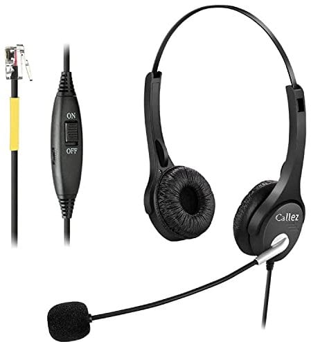 RJ9 Phone Headset with Noise Cancelling Mcrophone, Binaural Landline Telephone Headset for Yealink T41P T42S T46S T48S Avaya 1608 9620 Grandstream GXP1630 Cisco 7911 Snom D712 Panasonic KX-T IP Phones
