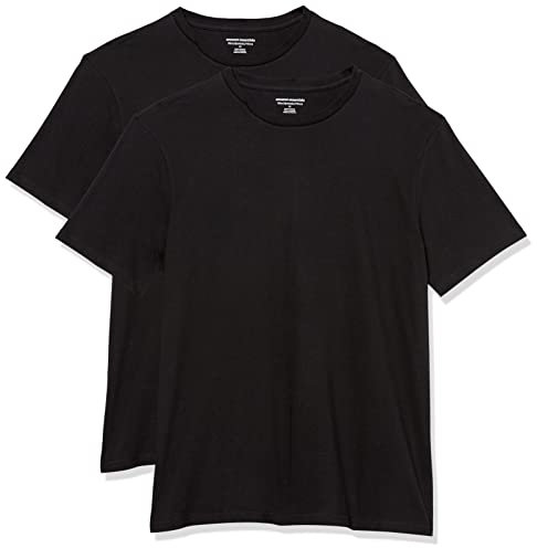 Amazon Essentials Men's T-Shirt Slim-Fit Short-Sleeve Crewneck, Pack of 2, Black, L