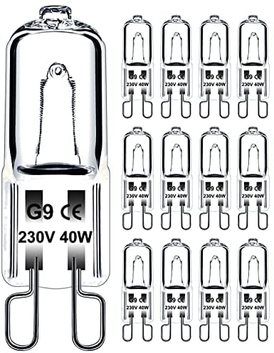 Jaenmsa G9 Halogen Leuchtmittel 12 Stück, G9 40W 230V Dimmbar Halogenlampen, Nicht Flimmern Kapsel Glühbirnen, Warmweiß Lampen 2700K für Backofenlampe, Deckenleuchten, Leuchter