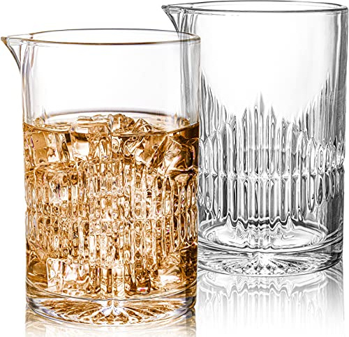 DEAYOU 2 Pack 25oz/750ml Stirring Glass, Glass Shaker with Weighted Bottom for Bartender, Home, Old Fashioned