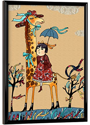 artboxONE Poster mit schwarzem Rahmen 18x13 cm Für Kinder Giraffe Mädchen hochwertiger Design Kunstdruck - Bild