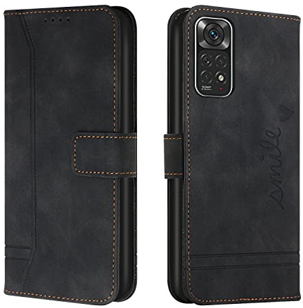 Trugox Handyhülle für Xiaomi Redmi Note 11 / Redmi Note 11S Hülle Klappbar Klapphülle mit Kartenfach Handytasche Handy Schutzhülle Tasche Leder Wallet Flip Case Slim Book Cover - Schwarz