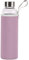 Glass Water Bottle 550ml With Sleeve Protective Glass Drinking Bottle Metal Screw Lid Leak Proof Juice Hot Cold Drinks Portable Ideal For Home Sports Gym Yoga Travel Office School, Clear (Pink)