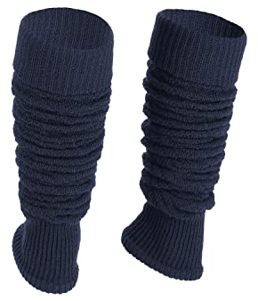 Ateena Stulpen Damen Marineblau Beinstulpen Damen Wolle Winter Stulpen Damen Stulpen Damen Wolle Damen-Gamaschen für Tanz, Ballett klobige Stiefelmanschetten Marineblau