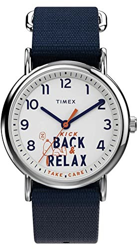 Timex Weekender 38mm Quarzuhr mit weißem Zifferblatt und blauem Armband TW2V41900