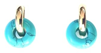 ASTER ALHELÍ - Goldohrring oder Versilberte Ohrringe Hoops Damen mit Natursteinen - kreolen Versilberte oder Vergoldete Damen-Ohrringe - Perfekt für originelle Geschenke (Türkis, Vergoldet)