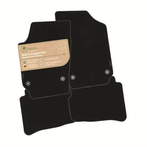MAT10 Green Edition – Auto-Fußmatten passend für VW Polo (BJ 03/2007-05/2009; Typ 9N, 9N2, 9N3) | nachhaltiges Velours | Automatten-Set, 4-teilig | Made in Germany, Erstausrüsterqualität