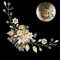 Hochzeit Haarkamm Blume Perle Kristall Blatt Braut Kopfschmuck Haarschmuck Brautschmuck für Frauen und Mädchen(Gold)