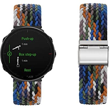 KUWAI Armband für Polar Vantage M2 ArmBand, Nylon Geflochtenes Armbänder mit Polar Vantage M2 ArmBand Rostfreier Stahl Ersatz Einstellbares Loop Band für Polar Vantage M2 ArmBand (A)