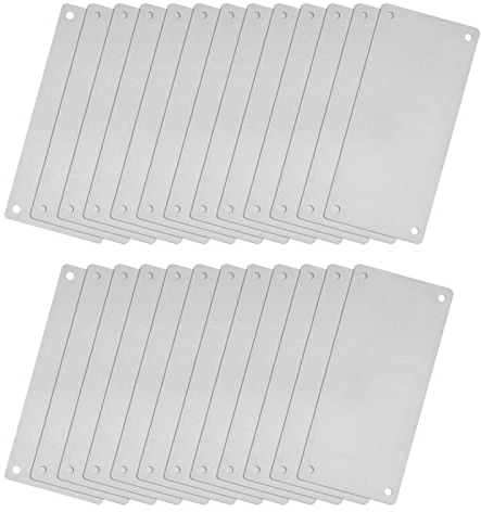 QUARKZMAN 25Stk 50x22mm Edelstahl Leere Etiketten Rechteck Gravur Rohlinge Karte mit 4 Loch für Maschinen Namensschild Heimwerker Etikett Anhänger (Silberton)