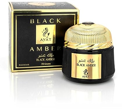 AYAT PERFUMES Orientalischer Räucherstäbchen, 70 g, Dubai Stimmungsduft, Bakhoor Bakhoor für Zuhause oder Büro, hergestellt in Dubai (schwarzer Bernstein)
