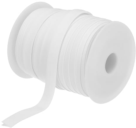 sourcing map 1/2 Zoll Doppelfalz Schrägband Polyester Kontinuierliches Schrägband in Großpackung zum Nähen, Säumen, Quilten, Einfassen von Handarbeiten (Weiß, 55 Yards)