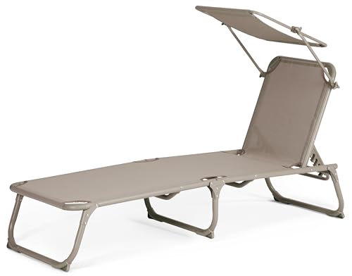 Park Alley Sonnenliege klappbar - Gartenliege wetterfest, Liegestuhl klappbar mit Sonnenschirm - hochwertiger Aluminium Rahmen - Outdoor Liegestuhl für Balkon & Garten - Belastbar bis 100kg