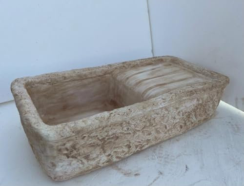 LAVELLO IN CEMENTO,LAVABO,FONTANA, MISURE:80X40 H 20 CM MARRONE SFUMATO (GOCCIOLATOIO)