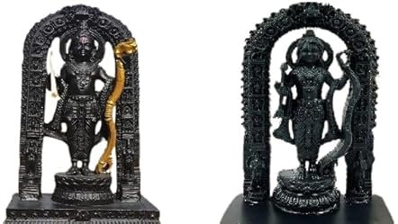 BishtHub Ram Lalla Idol Ayodhya Ram Mandir Murti Resin Shree Ram Lalla Statue Figurine Sculpture Home Decor & Office, Temple, Mandir Car Dashboard- 6 Inches, (Pack Of 2)