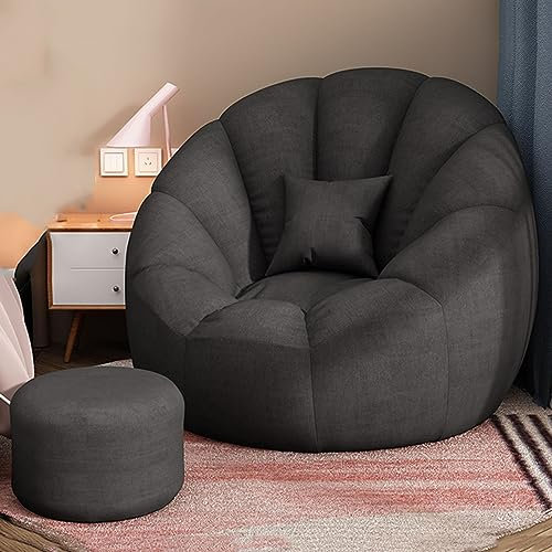 PacuM Stuffed Toy Storage Bean Bag Chair Cover, Lazy Sitzsack Stuhlbezug Perfekt zum Relaxen im Wohnzimmer oder Schlafzimmer 95 x 95 x 75cm,Dark Gray