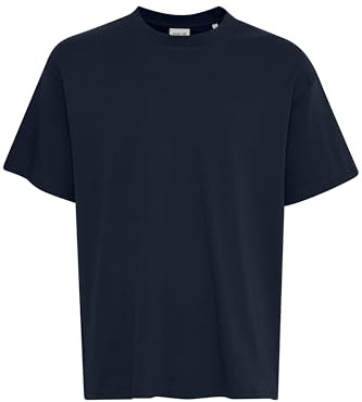 !Solid SDDanton Herren T-Shirt Kurzarm Shirt Basic Hochwertige Baumwoll-Qualität Rundhalsausschnitt Überschnittene Schultern Oversize Fit, Größe:L, Farbe:Insignia Blue (194010)