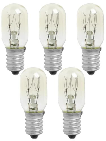 15W E14 Screw Salt Lamp Bulbs 230V Scentsy Mini Wax Warmer Light Bulb, SES Sewing Machine Bulbs Small Edison Screw Warm White 2700K Dimmable, Pygmy Fridge Bulb, for Microwave Oven (5-Pack)