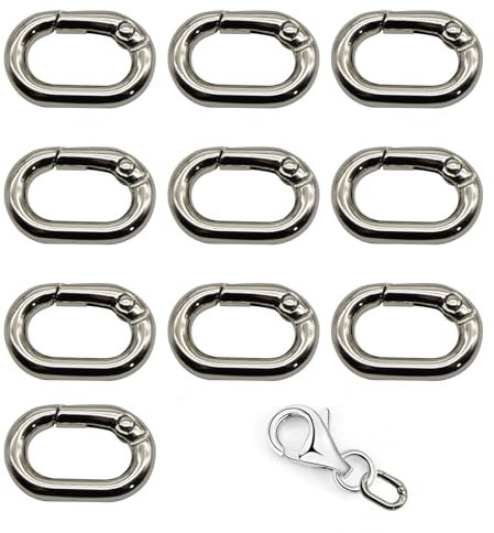 10 Stück Ovaler Kettenverschluss Karabinerhaken Mini Karabiner Federspaltringe Ovaler Federschnalle Schlüsselring Karabiner Halskettenverschlüsse und Verschlüsse für Taschen DIY Handwerk Zubehör