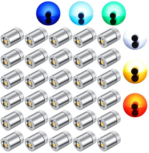 GSrenyu 30 Pcs Mini Dolls House Lights,Mini led Lights,Warm White+Blue+Multicolor+Red+White+Green Electric Lights,Tiny Led Lights for DIY Miniature Lights Hand Craft Dolls House Accessories