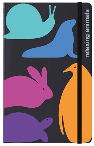PdiPigna, Notebook Relaxing Animals, 13 x 21 cm, 144 Seiten, mit farbigem Lesezeichen, recyceltes Papier, 80 g/m² FSC, Innenseite PU, gepunktet