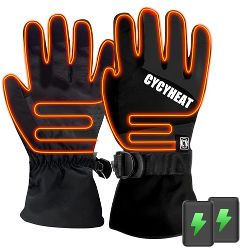 CYCYHEAT Gants chauffants pour enfants - Gants chauffants avec batterie 2 x 2700 mAh - 3 niveaux de température réglables - Gants de ski pour l'hiver, le ski, le cyclisme, la randonnée, le camping