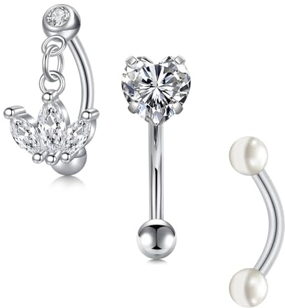 LAURITAMI Augenbrauen Piercing Banane 8mm Edelstahl 1.2mm Curved Barbell Rook Piercing Helix Tragus Cartilage Ohr Piercing