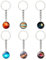 Porte-Clés Thème Planète 6 Pièces, Porte-Clés Ronds en Cristal, Porte-Clés Créatifs, Porte-Clés Cadeaux