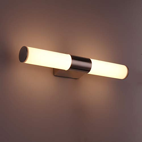 Modern Vägglampa 2-i-1 Badrumslampa Spegellampa, IP65,LED Inbyggd,8W,3000K,40CM Vit & Silver,LED-spegelljus För Badrum,Kök,Sängkammare,Vardagsrum,Barnrum,Korridor,Entré,Utomhus Passage