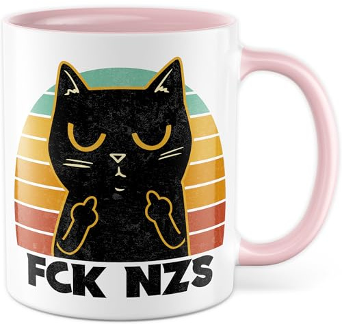 Humorvolle Tasse mit Spruch - Geschenk fck nzs - Kaffeetasse 330ml aus Keramik - Humor Sarkasmus Politik Links Meme Kaffee-Becher