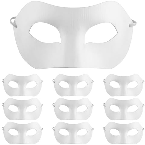 CXNXFD DIY Weiße Papiermasken Set, 10 Stück Zorro-Stil Blanko-Masken für Kostüm, Party, Karneval, Basteln und Dekoration