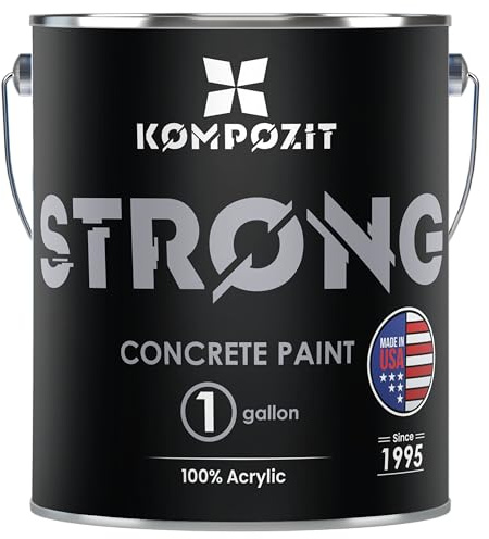 KOMPOZIT Dove Grey Concrete Floor Paint 1 Gallon | Satin Finish | Indoor/Outdoor - 100% Acrylic, Self Priming, Hot Tire Resistant - Garage Driveway Patio Basement Deck