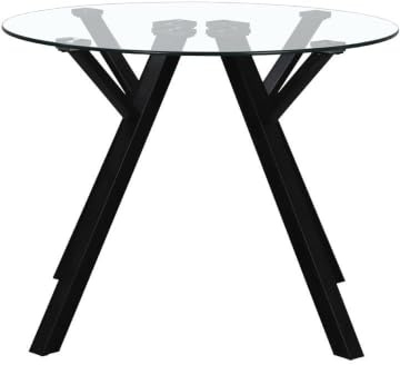 Mesa redonda de cristal templado y metal negro de 100 cm de diámetro | Capacidad para 4 personas. Diseño elegante y moderno, ideal para optimizar espacios compactos en cocinas y comedores.