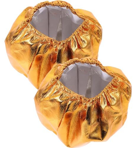 MUELODSIC Lot de 2 Manchons Réutilisables en Tissu Doré pour Pots de Fleurs Protège-Jardinière Délicat et Robuste Taille Petite pour Décoration Intérieure et Protection Quotidienne des
