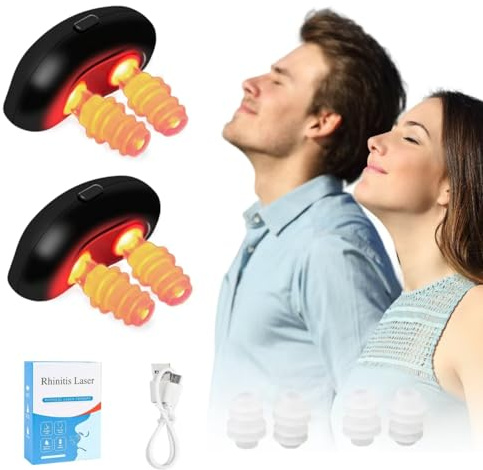 Rotlicht Nasaltherapiegerät, Infrarot-Rhinitis-Gerät, Nasenberuhigungsgerät Linderung der Rhinitis-Symptome für verstopfte Nase, Verstopfter Nase,Nasenjucken,Sinusitis (Reinschwarz2)
