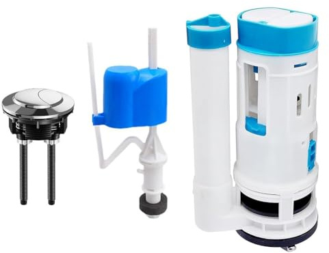 Tidevib Doppelspülung WC Spülkasten Reparaturset mit Doppeldrucktaste, Wassersparendes Füllventilsystem Einbautoiletten Weiß