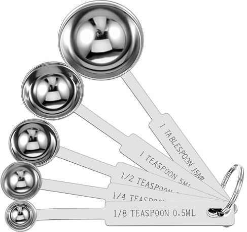 5 Stück Messlöffel Set Edelstahl Portionierlöffel Dosierlöffel Set Kaffeelöffel Portionierer Kaffeedosierlöffel Measuring Spoons Kaffeeportionierer Teelöffel Messlöffel