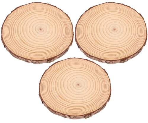Kichvoe Lot de 3 Pierres de Gué Rondin de Bois pour Jardin en Bois, Diamètre 18-20 Cm Épaisseur 2 Cm, Allée Extérieure en Dalles de Pierre Décoratives pour Pelouse et Chemin de Jardin