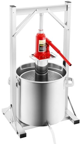 Obstpresse hydraulisch 22L 3T 304 Edelstahl Saftpresse manuell Fruchtpresse | Mostpresse Freistehend mit 5mm Druckplatte und Halterung für frischen Saft, Most und Wein im Haushalt(150kg Ｍax)